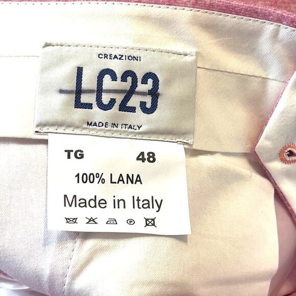 NWT LC23 Shetland Double Pink Wool Trousers Made in Italy Size 48 / 32 Waist - Picture 9 of 9